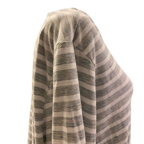 J. Jill Gray and White Striped Pure Jill Shirttail Long Sleeve Tee Sz 2X - Picture 6 of 13